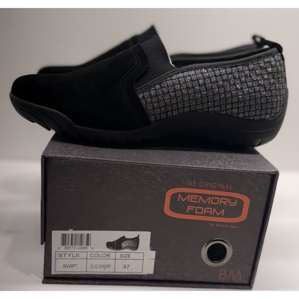 Bernie Mev Woman Size 37 Swift Black Shimmer Memory Foam - Picture 2 of 5